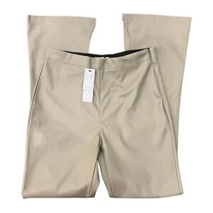 Topshop faux leather split flare Pants Putty Beige Size 8